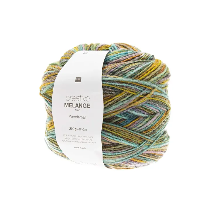 Rico Design Laine Melange 200 g, Lilas, Turquoise