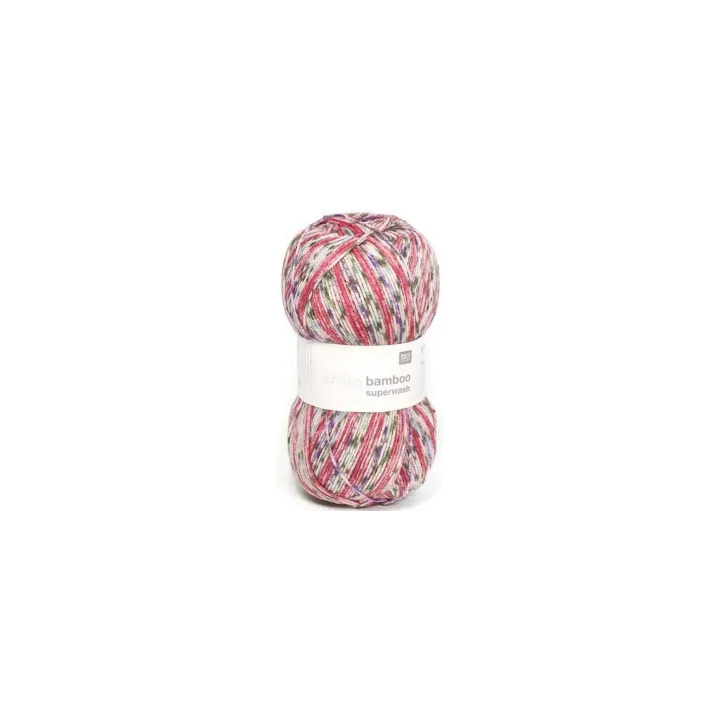 Rico Design Laine Le bambou pour les chaussettes 4 fils, 100 g, Rouge Vert