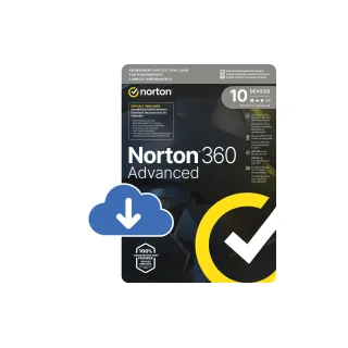 Norton 360 Advanced ESD, 10 Device, 1 an, 200GB de mémoire cloud