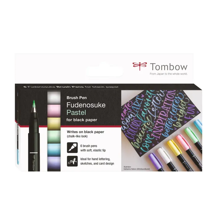 Tombow Brushpen Fudenosuke pastel Lot de 6