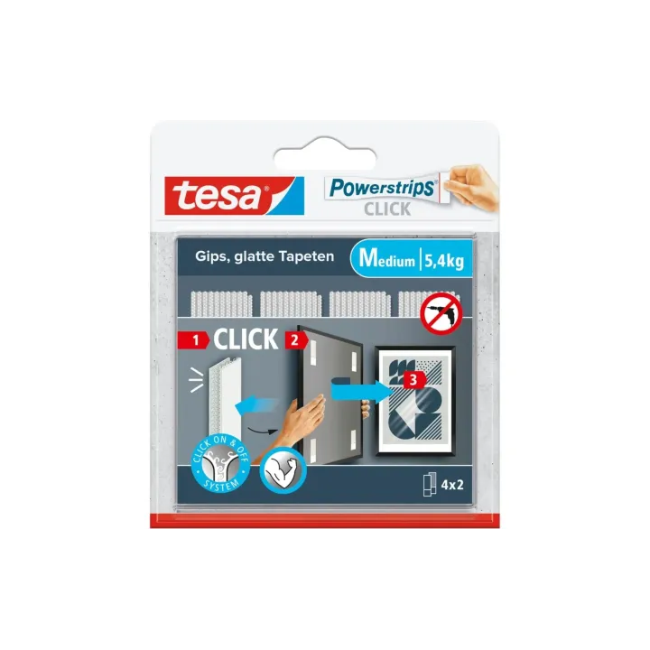 tesa Striscia di montaggio Powerstrips CLICK Medium - 4 x 2 Pièces 5.4 kg