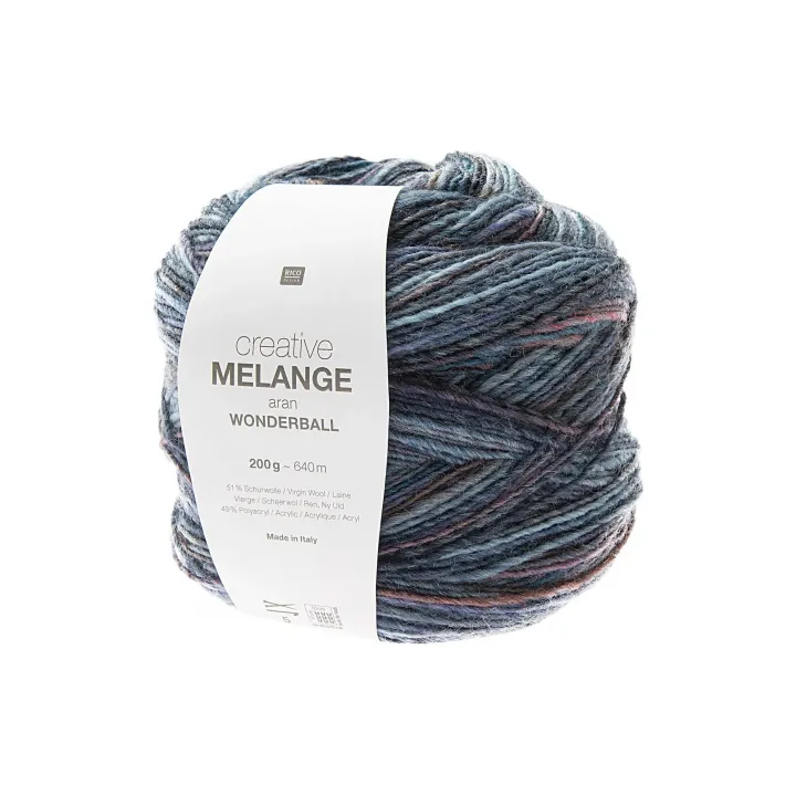 Rico Design Laine Melange 200 g, Violet, Pétrole