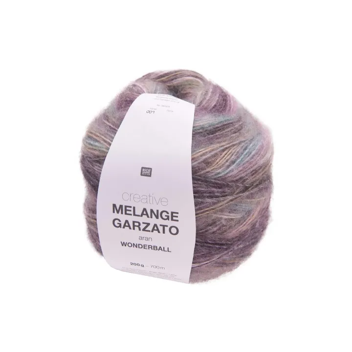 Rico Design Laine Melange Garzato 200 g, Lilas, Turquoise