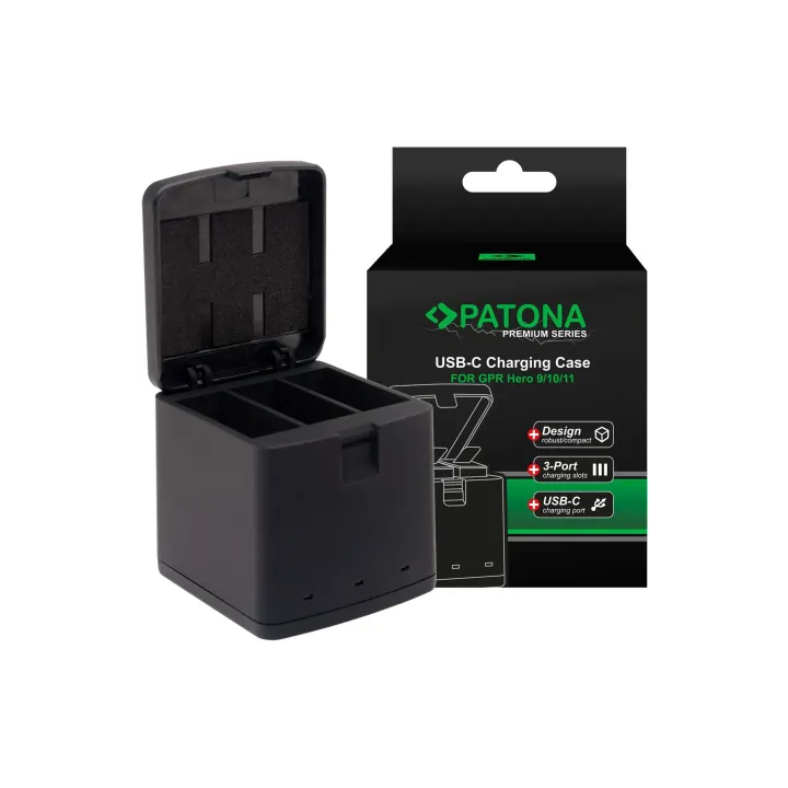 Patona Chargeur triple premium pour GoPro Hero 9, 10 et 11