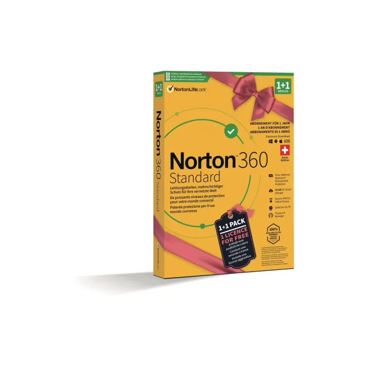 Norton 360 Standard - Promotion Boîte, 1+1 Promo, 1 an