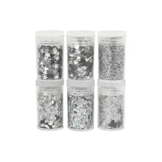 Creativ Company Jeux de paillettes Argent, 6 x 5 g