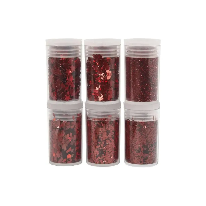 Creativ Company Jeux de paillettes Rouge, 6 x 5 g