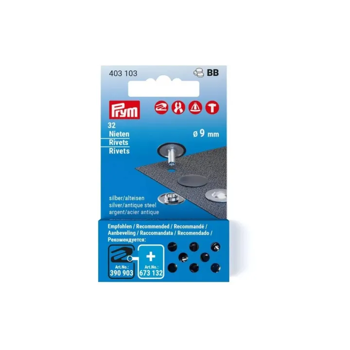 Prym Rivets 32 pièces, fer ancien en argent