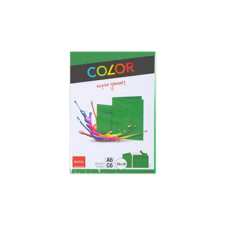 ELCO Carte double avec enveloppe Color A6-C6 Vert, 20 pièces
