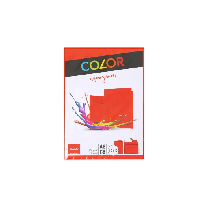 ELCO Carte double avec enveloppe Color A6-C6 Rouge, 20 pièces