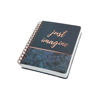 Jolie Carnet de notes Mystic Jungle A5, Pois, Bleu-Cuivre-Noir