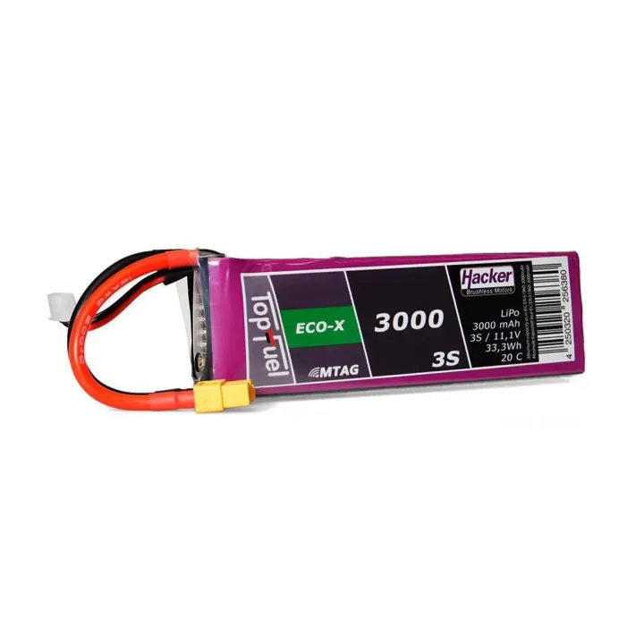 Hacker Batterie RC LiPo 3000 mAh 11.1 V 20C TopFuel ECO-X MTAG
