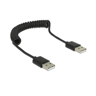 Delock Câble spiralé USB 2.0  USB A - USB A 0.6 m