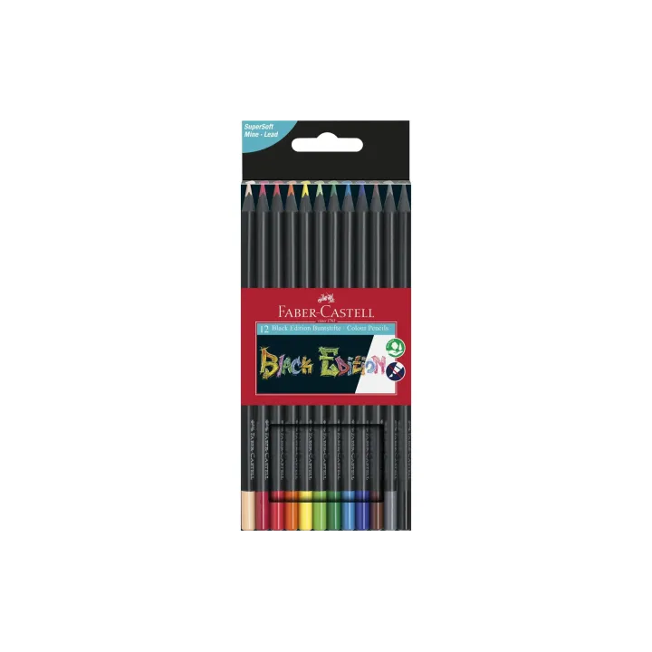 Faber-Castell Crayons de couleur Black Edition 12 pièces