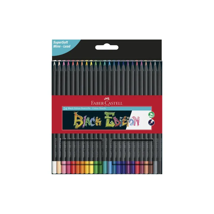 Faber-Castell Crayons de couleur Black Edition 24 pièces