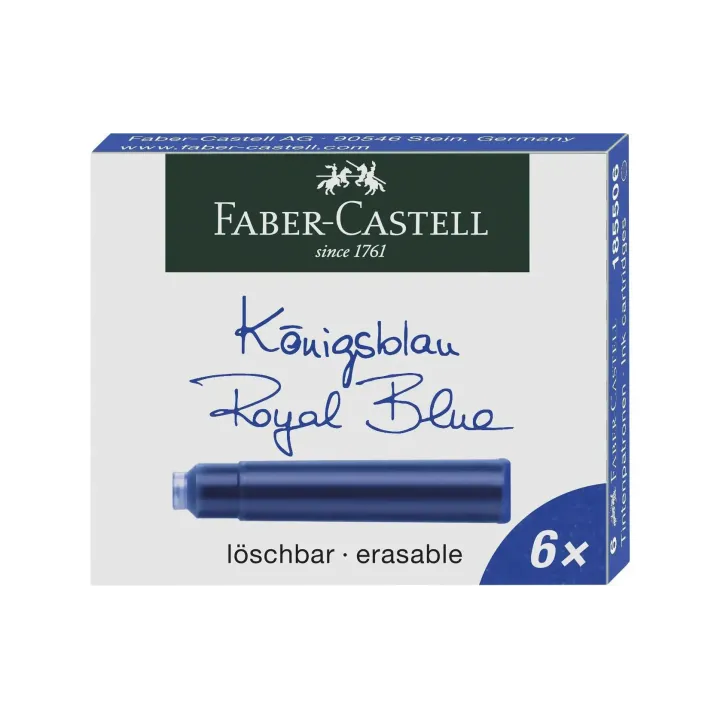 Faber-Castell Cartouche d’encre Bleu royal, 6 pièces