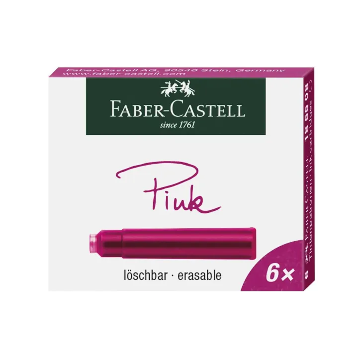 Faber-Castell Cartouche d’encre Rose, 6 pièces