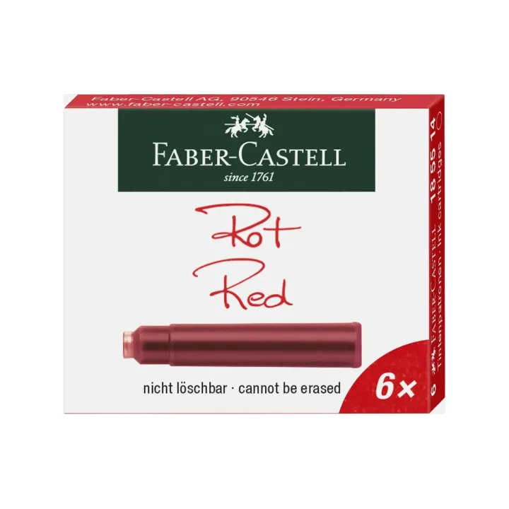 Faber-Castell Cartouche d’encre Rouge, 6 pièces