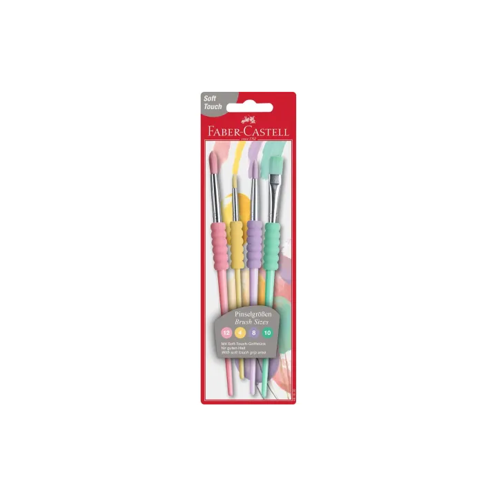 Faber-Castell Brosse à poils Toucher doux 4 tailles, couleurs pastel