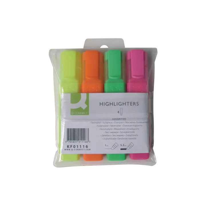 CONNECT Surligneur Q-Connect 4 pièces, multicolores