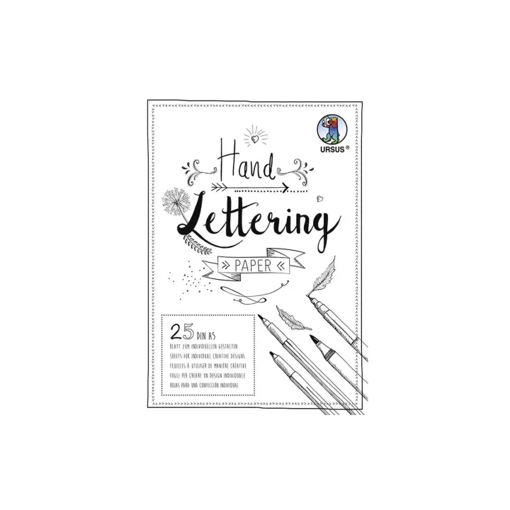 URSUS Carnet de dessin Handlettering  A5, 200 g-m², 25 feuilles, blanc