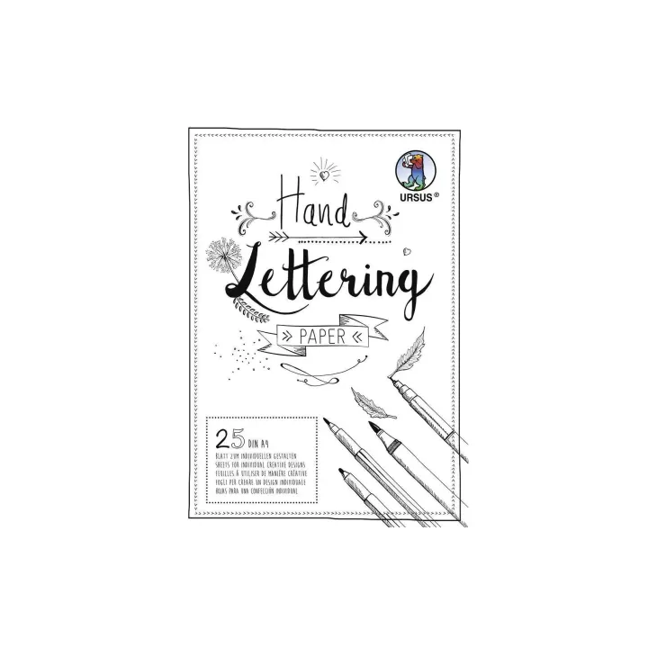 URSUS Carnet de dessin Handlettering  A4, 200 g-m², 25 feuilles, blanc