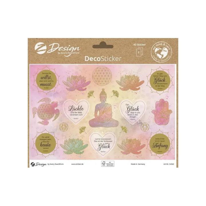 Z-Design Autocollant à motif A5 Deko Sagesse, Multicolore, 42 autocollants