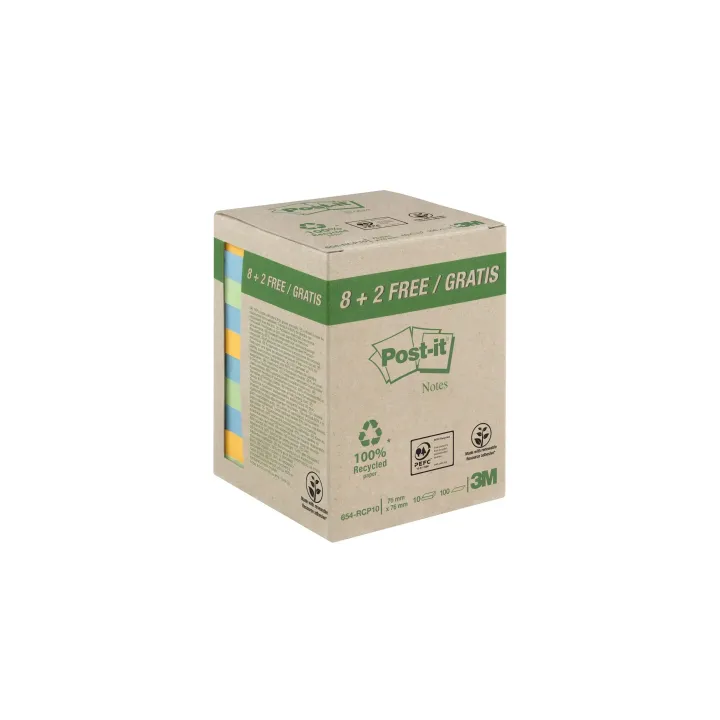 Post-it Fiche de bloc-notes Post-it Recycling Notes 7.6 cm x 7.6 cm