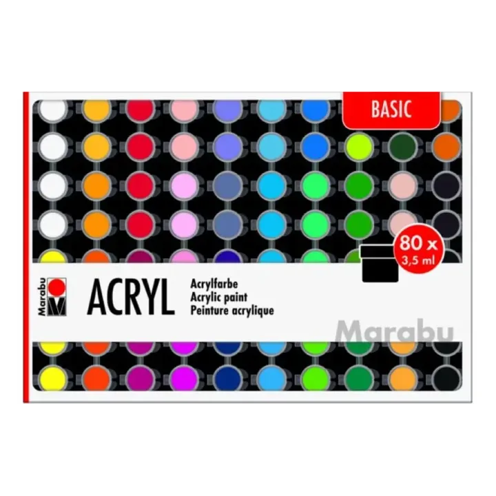 Marabu Peinture acrylique Set Basic, 80 x 3,5 ml