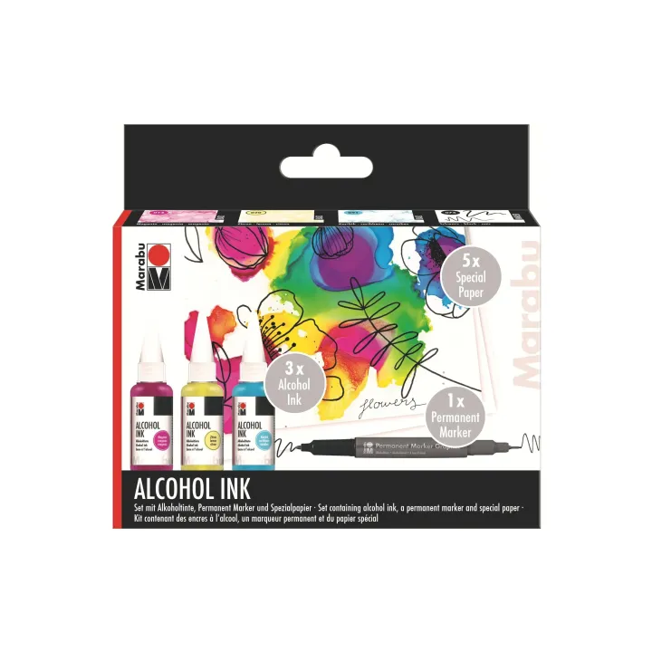 Marabu Encre à l’alcool Ink Set FLOWERS, 3 pièces