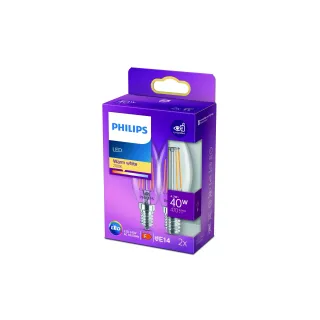 Philips Lampe LEDcla 40W E14 B35 WW CL ND 2PF Blanc chaud