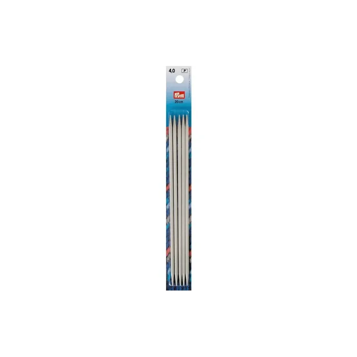 Prym Aiguilles à tricoter pour bas Gris 4 mm x 20 cm, carte 5 pièces