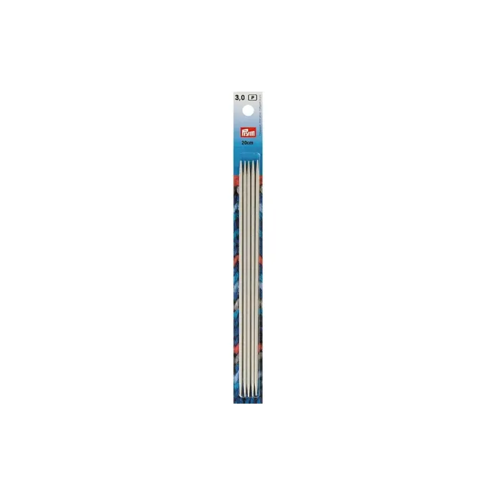 Prym Aiguilles à tricoter pour bas Gris 3 mm x 20 cm, carte 5 pièces