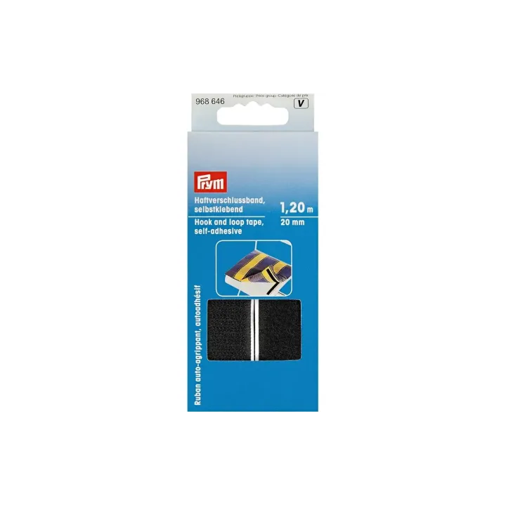 Prym Fermeture à Velcro 1.2 m auto-adhésif, noir