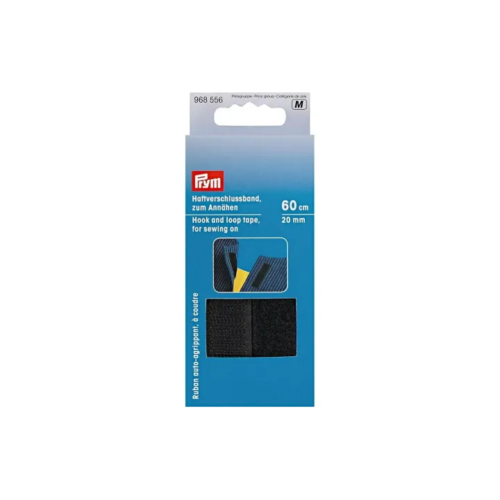 Prym Fermeture à Velcro 60 cm, à coudre, noir