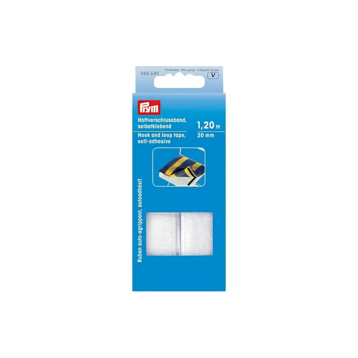 Prym Fermeture à Velcro 1.2 mm auto-adhésif, blanc