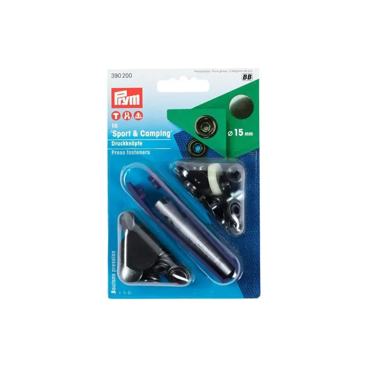 Prym Boutons poussoirs Camping 15 mm, 10 pièces