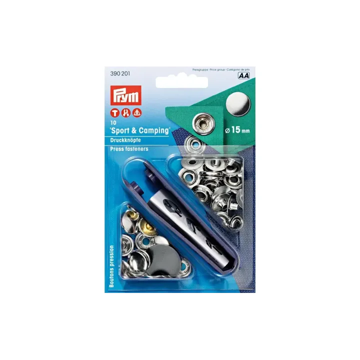 Prym Boutons poussoirs Camping 15 mm, 10 pièces