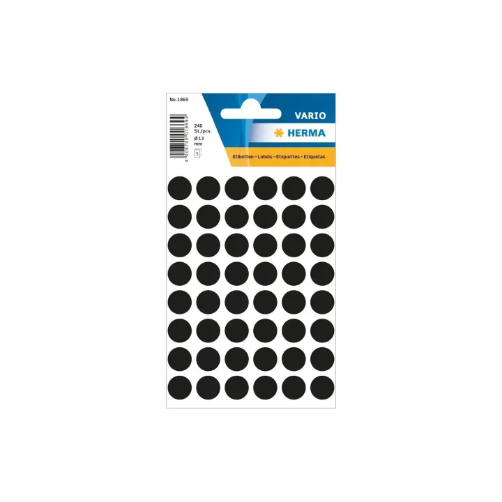 Herma Stickers Pastilles adhésives Vario O 13 mm, noir