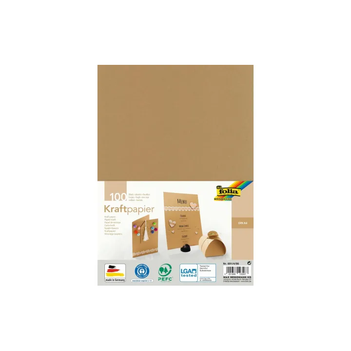 Folia Carton kraft Papier kraft A4, 100 feuilles 120 g-m²