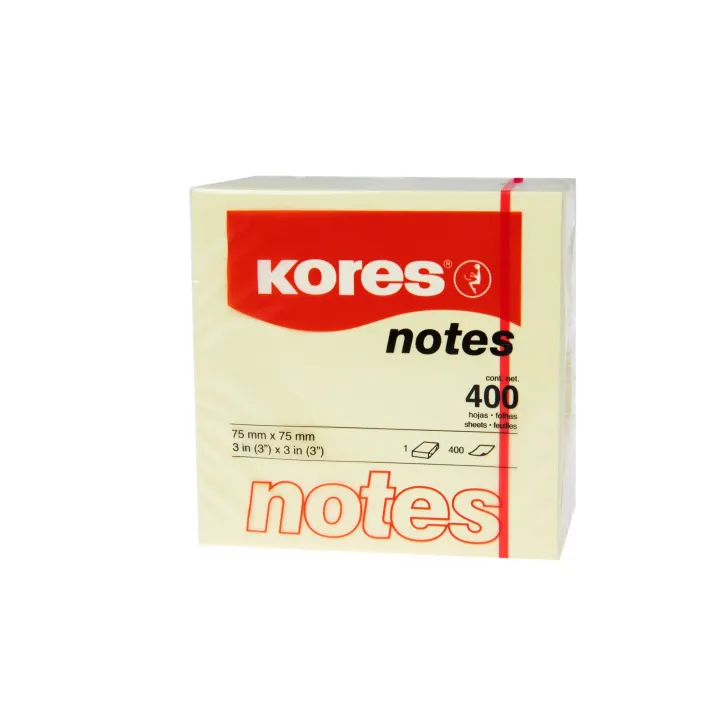 Kores Fiche de bloc-notes Cube 7.5 x 7.5 cm, Jaune