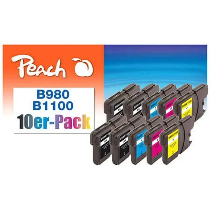 Peach Encre Brother n° LC-980-1100 4x BK, 2x chaque C,M,Y