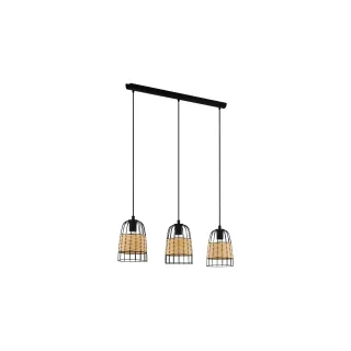 EGLO Leuchten Lampe suspendue ANWICK 3x E27, Noir-Nature