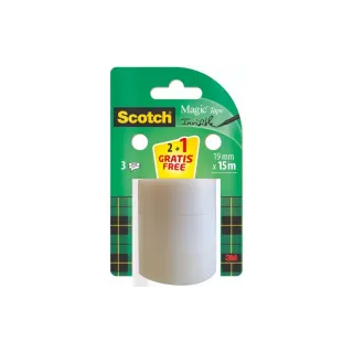 Scotch Ruban adhésif Magic 19 mm x 15 m, 2 rouleaux + 1 gratuit