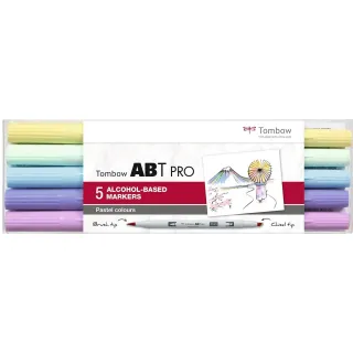 Tombow Brushpen Pastel Colors, avec boîte, lot de 5