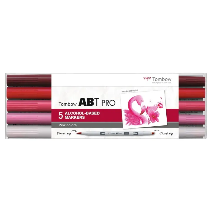 Tombow Brushpen Pink Colors, Boîte, lot de 5