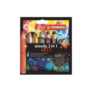 STABILO Crayons de couleur Woody Arty 3in1 6 pièces