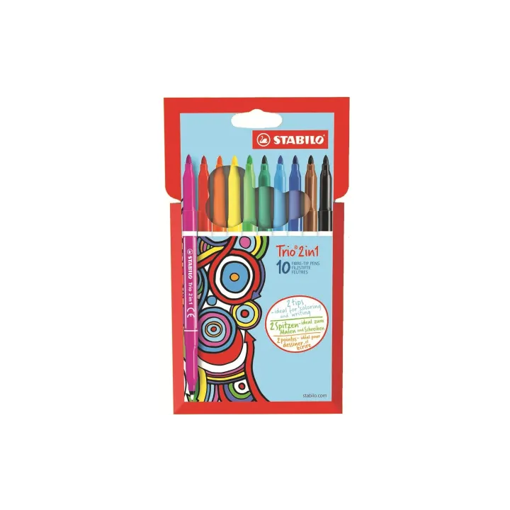 STABILO Feutres de coloriage TRIO 2 en 1, 10 pièces