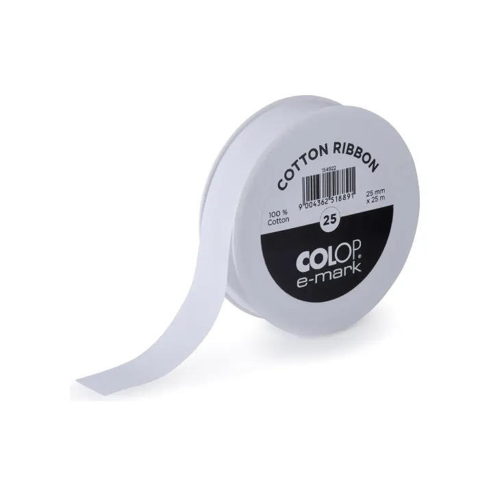 Colop Ruban textile e-mark 25 mm x 25 m, blanc