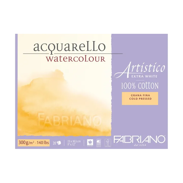 Fabriano Bloc aquarelle Artistico Extra White 23 x 30.5 cm